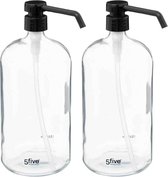 5five Distributeurs de savon en verre/distributeurs de savon - 2x pièces - 1 litre