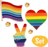 Set de broches Pride - Arc-en-ciel - LGBTQ+ - 3 pièces - Pin Pin