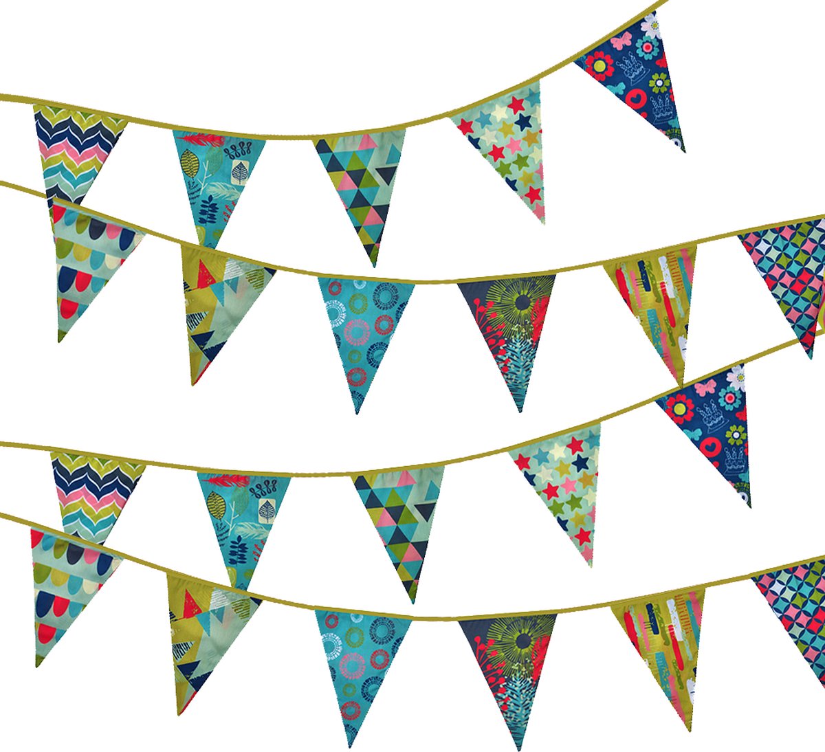 Mijn Eigen Slinger® | Stoffen Slinger | Stoffen vlaggen | Vlaggenlijn Stof | Feestslinger | Verjaardag Slinger |   XXL FANCY (11 mtr lang , 22 vlaggen) — afbeelding 5