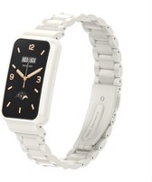 Stalen Smartwatch bandje - Geschikt voor Xiaomi Smart Band 7 Pro stalen bandje - wit - Strap-it Horlogeband / Polsband / Armband