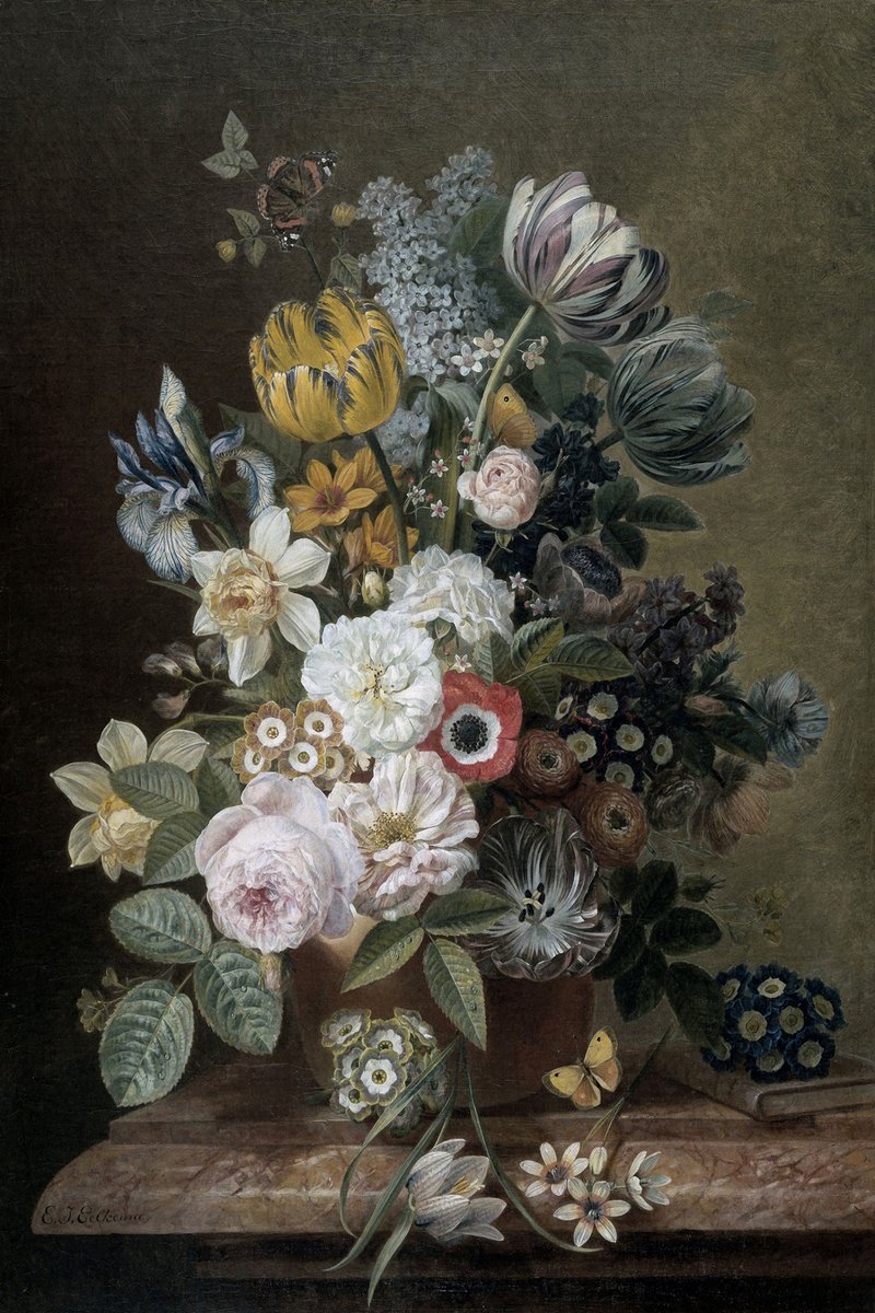 Eelke Jelles Eelkema - Stilleven met Bloemen (1815) Canvas Print