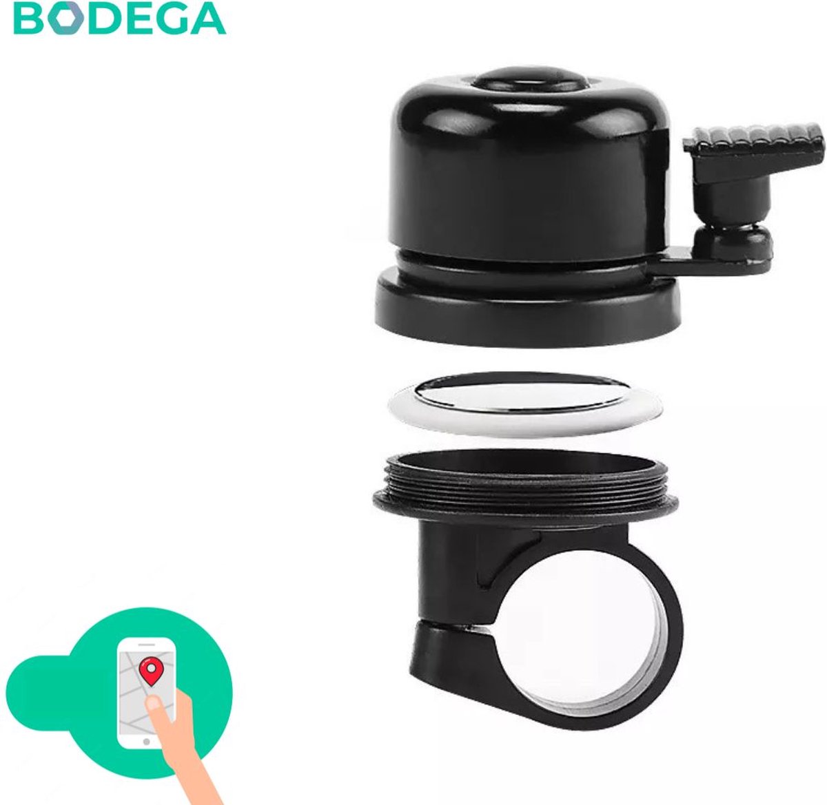 Bodega Air tag bel - TrackBell - Fietsbel - AirTag Fiets - GPS Tracker Fiets - Fietsalarm - Fiets GPS - Bike Tracker - Ebike - Exclusief airtag