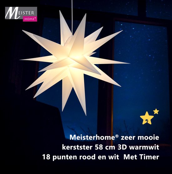 Calamiteit Tijdig Uitroepteken Meisterhome - LED Kerstster - 55 cm - Wit– met Led verlichting | bol.com