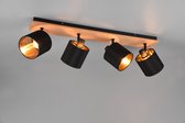 Reality - Spot de plafond LED - Éclairage de plafond - Culot E14 - 4 lumières - Rectangle - Marron - Aluminium