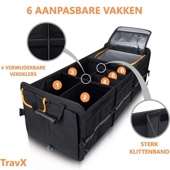 LIROPAU Opbergruimte voor kofferbak, opvouwbare auto-organizer met