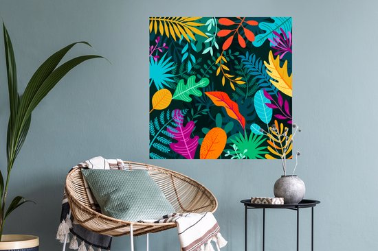 Stickers muraux - Film autocollant - Jungle - Feuilles - Couleurs - Garçons - Filles - Enfants - 80x80 cm - Film adhésif - Stickers muraux Chambre d'enfant - Papier peint autocollant