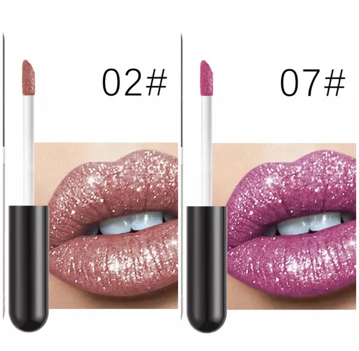 Lipgloss - Make up - 2 stuks - Glitter - Waterproof