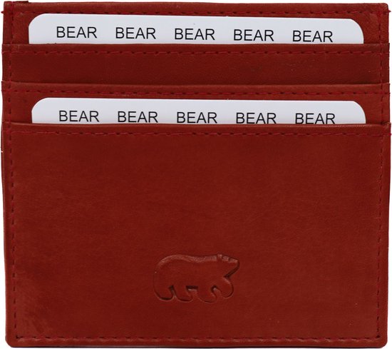 Bear Design Maikel Porte-cartes en cuir / Porte-cartes de crédit - Rouge