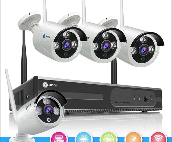 CCTV YubiX 1.3 MP Sony Camerasysteem Beveiligingcamera set WiFi 4 IP  Camera's + NVR | bol.com