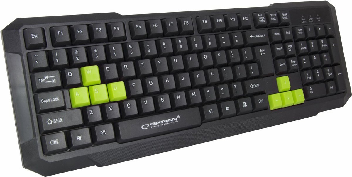 Esperanza EGK102G USB Gaming toetsenbord Zwart Groen