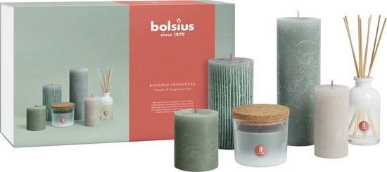 Bolsius - Coffret Bougies et Geur - Coffret cadeau - Fraîcheur Botanic