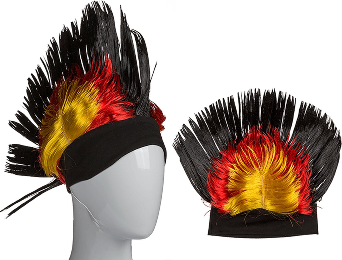Duitse Supporters Mohawk Hoofdband – Irokesen Pruik – One Size