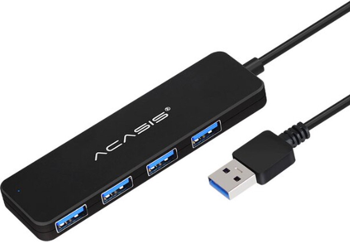 Acasis - USB Hub - USB Splitter - USB Hub 3.0 - USB Hub 2.0 - USB - USB-C Opladen - 4 Poorten - 5GBps - 120Cm - Universeel - Zwart