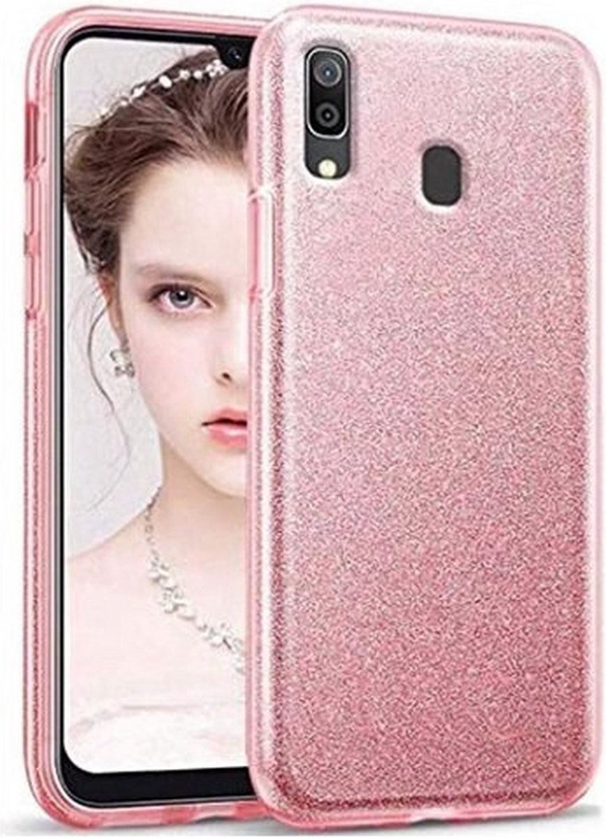 Samsung A10s Siliconen Glitter Hoesje Rose Goud