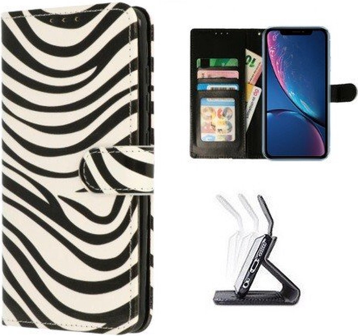 iPhone XR Hoesje Met Pasjeshouder Bookcase Zebra