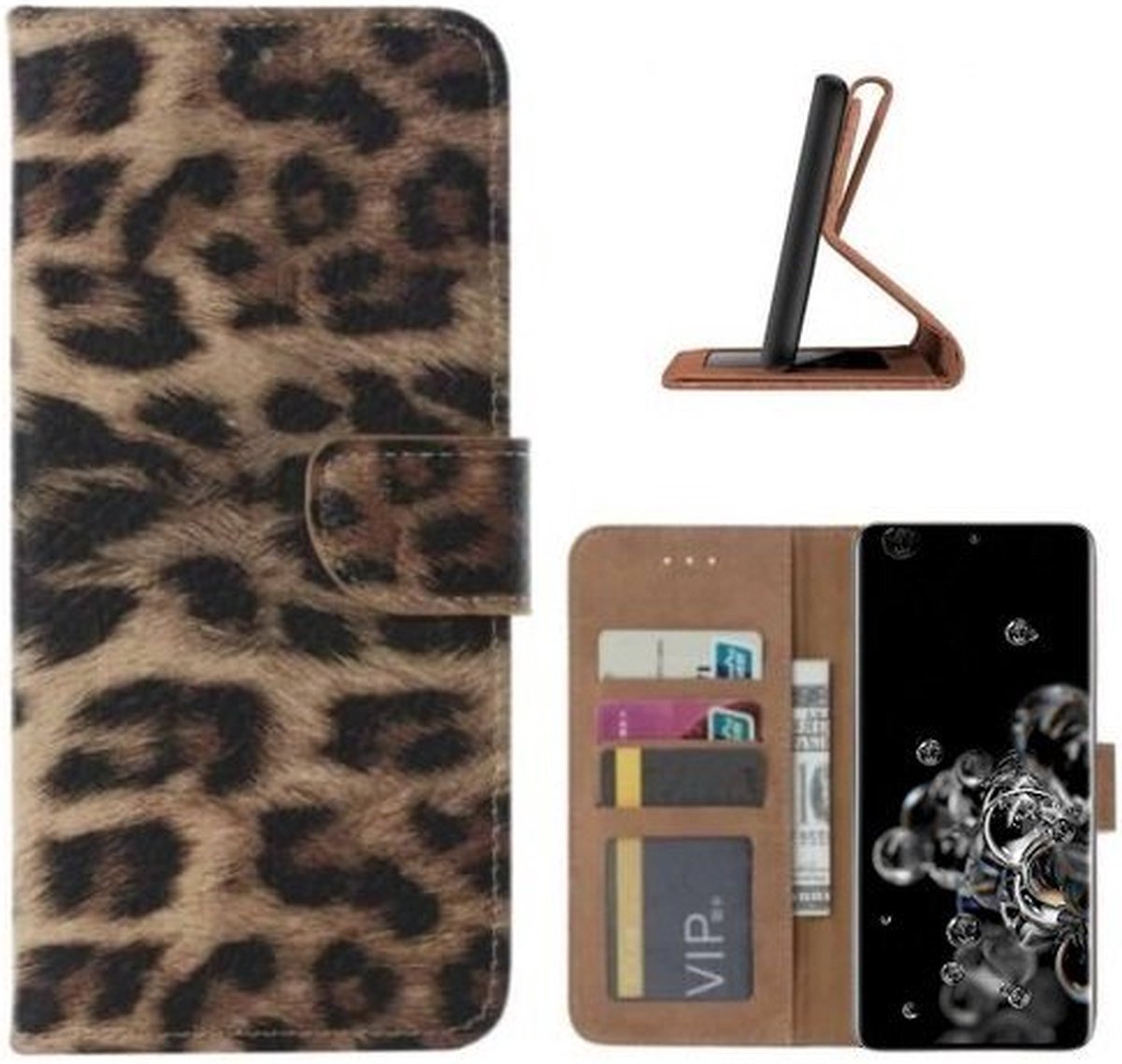 Samsung S20 Ultra Hoesje Met Pasjeshouder Bookcase Luipaard