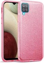 Samsung A42 Siliconen Glitter Hoesje Rose Goud