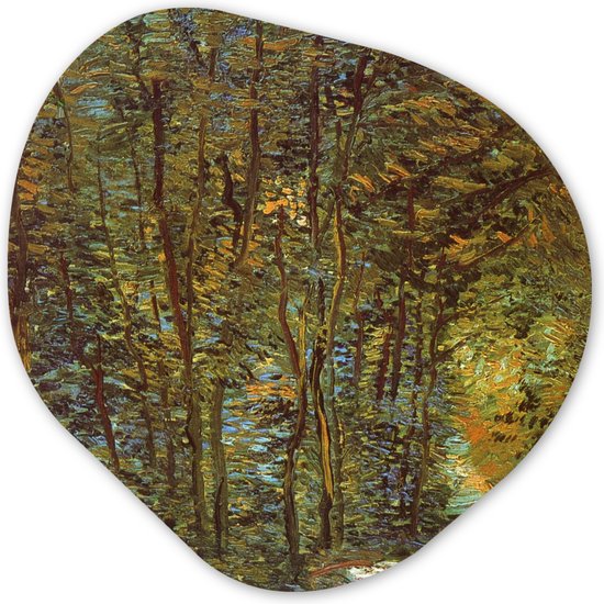 Organische Wanddecoratie - Kunststof Muurdecoratie- Organisch Schilderij - In het bos - Vincent van Gogh- 60x60 cm - Organische spiegel vorm op kunststof