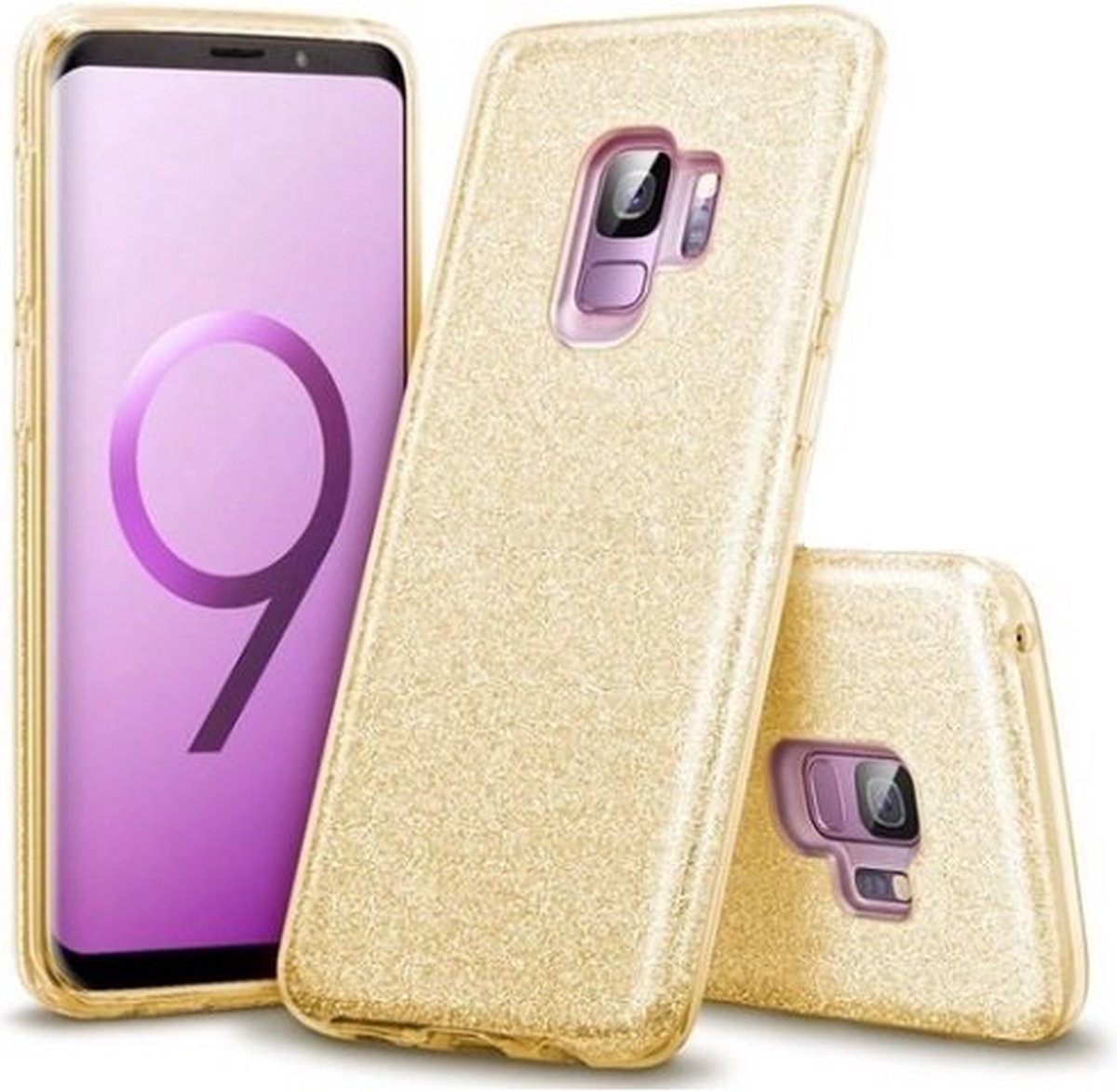 Samsung S9 Siliconen Glitter Hoesje Goud