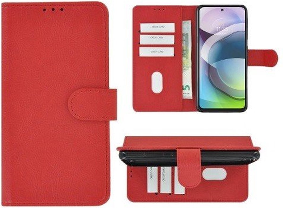 Motorola Moto G 5G Hoesje Met Pasjeshouder Bookcase Rood