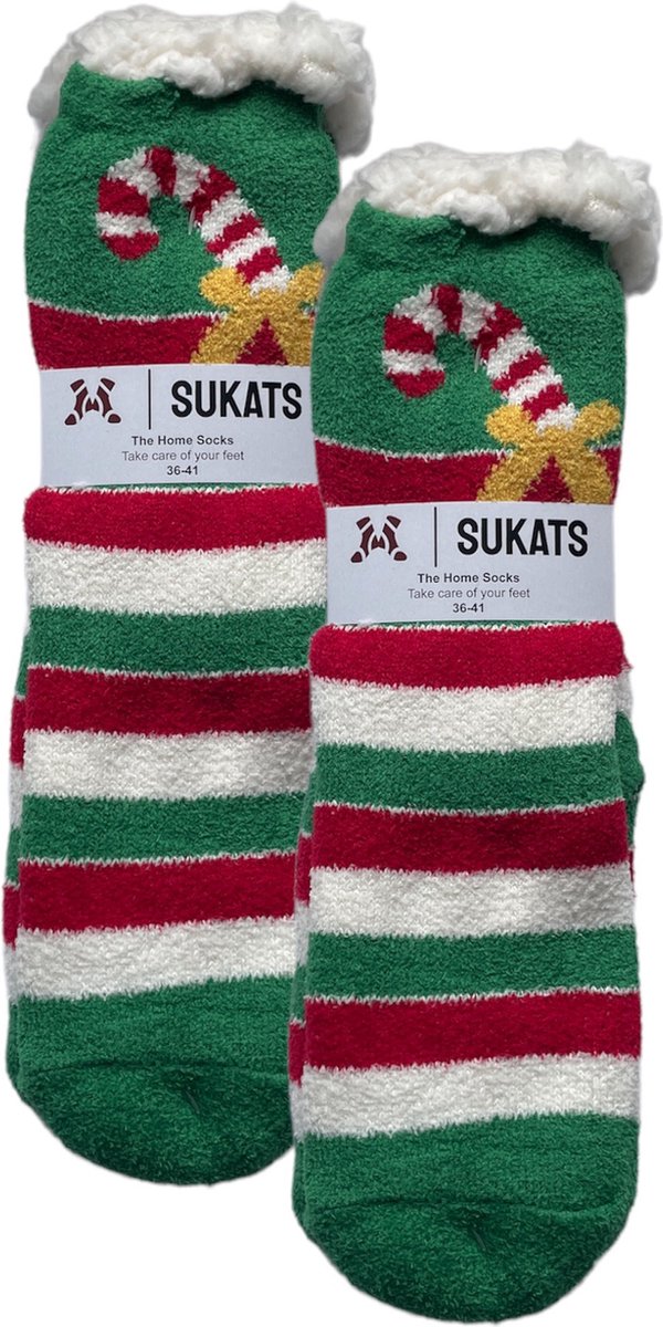 Sukats® Huissokken - Homesocks - Maat 36-41 - Anti-Slip - Fluffy - Dames Huissokken - Kerst - Kerstsokken - Slofsokken - Variant 8 - Meerdere Maten en Varianten