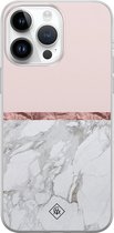 Casimoda® hoesje - Geschikt voor iPhone 14 Pro Max - Rose All Day - Siliconen/TPU telefoonhoesje - Backcover - Bloemen - Grijs