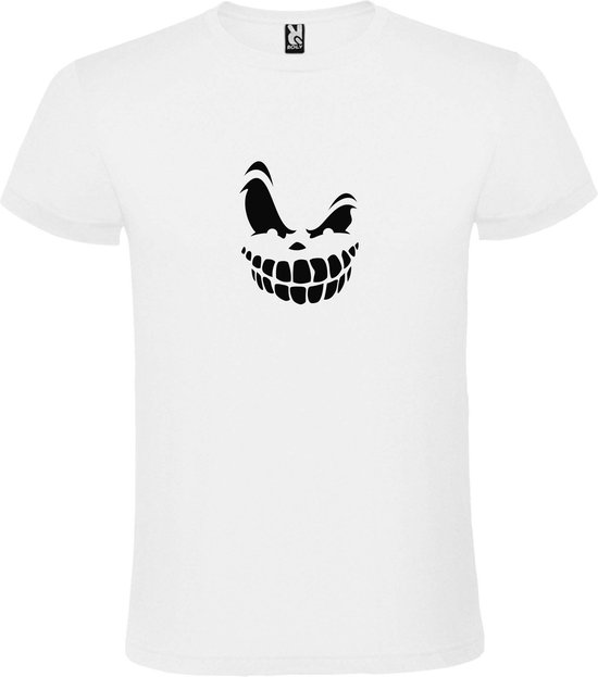 Wit T-Shirt met “ Halloween Spooky Face “ afbeelding Zwart Size XXXL