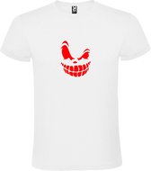 Wit T-Shirt met “ Halloween Spooky Face “ afbeelding Rood Size XXXXL