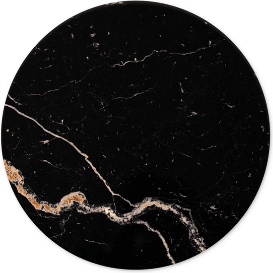 Muurcirkel zwart marmer amber/goud 45 cm - rond schilderij - wandcirkel
