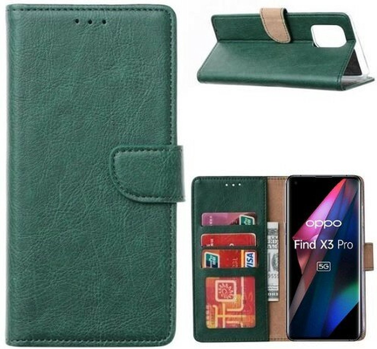 Oppo X3 Pro Hoesje Met Pasjeshouder Bookcase Donkergroen