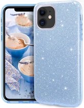 iPhone 12 Mini Siliconen Glitter Hoesje Blauw