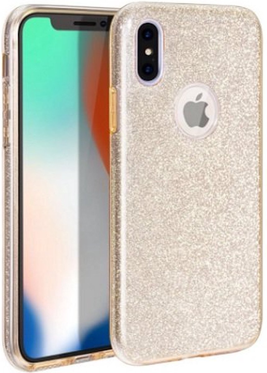 iPhone XR Siliconen Glitter Hoesje Goud