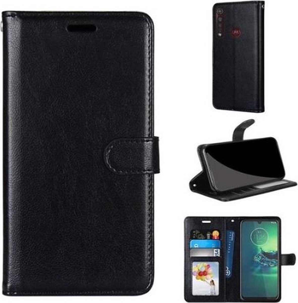 Motorola G8 Power Lite Hoesje Met Pasjeshouder Bookcase Zwart