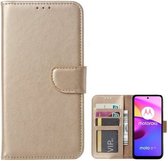 Motorola Moto E40 Hoesje Met Pasjeshouder Bookcase Goud