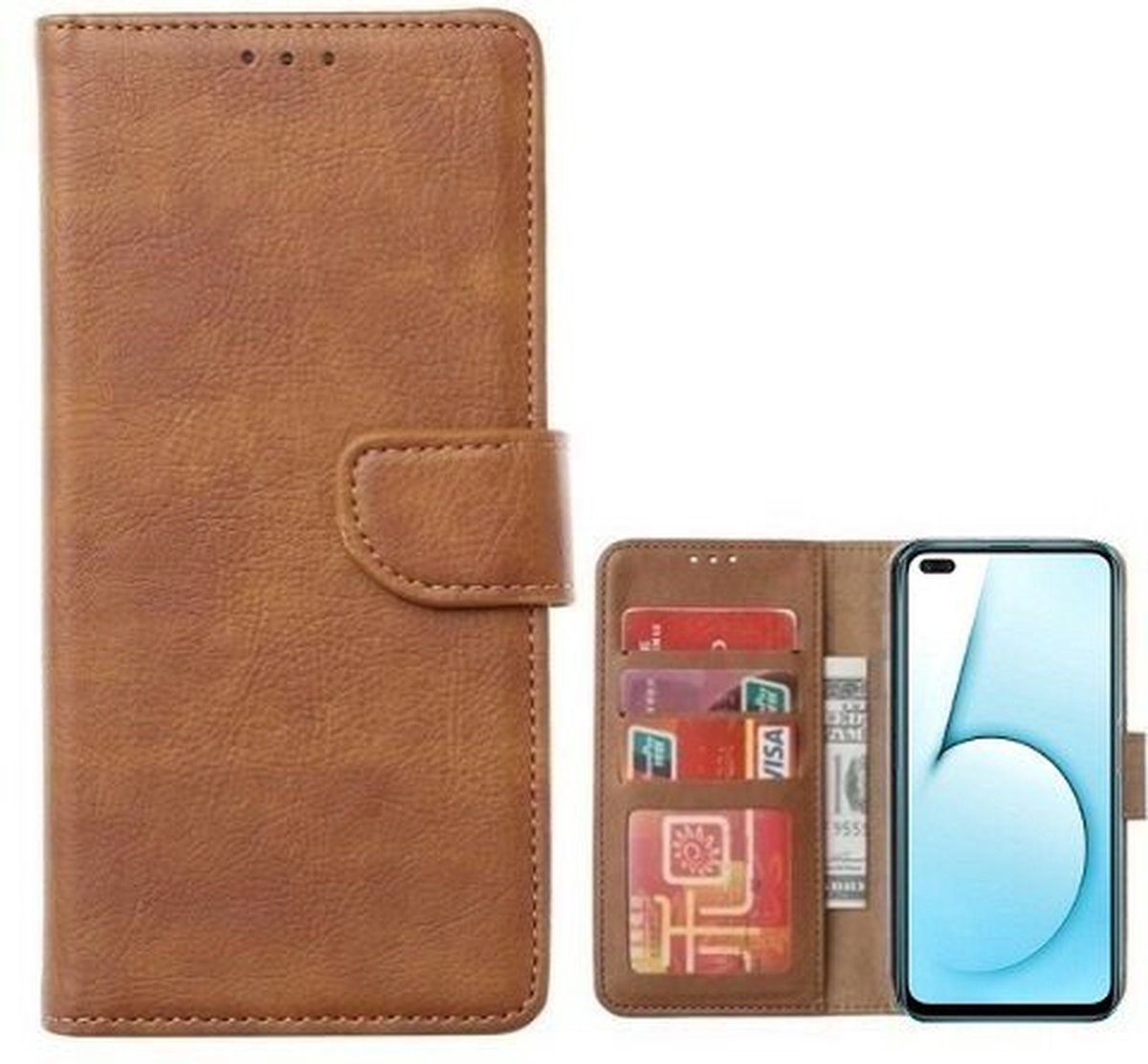 Realme X50 5G Hoesje Met Pasjeshouder Bookcase Bruin