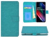 Oppo Find X3 Neo Hoesje Met Pasjeshouder Bookcase Turquoise