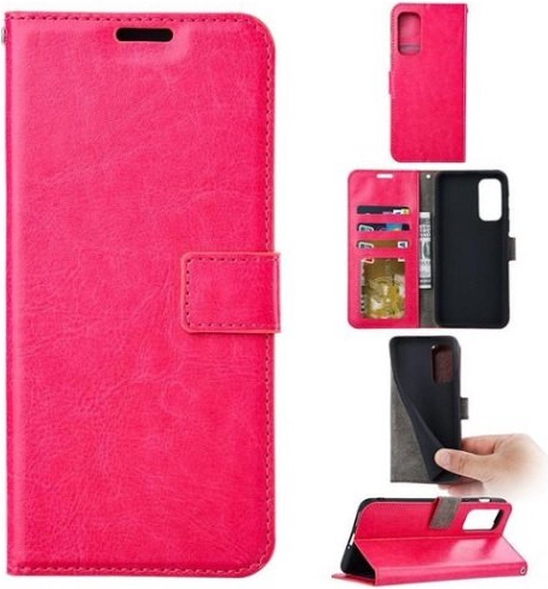 Motorola Moto G60S Hoesje Met Pasjeshouder Bookcase Roze