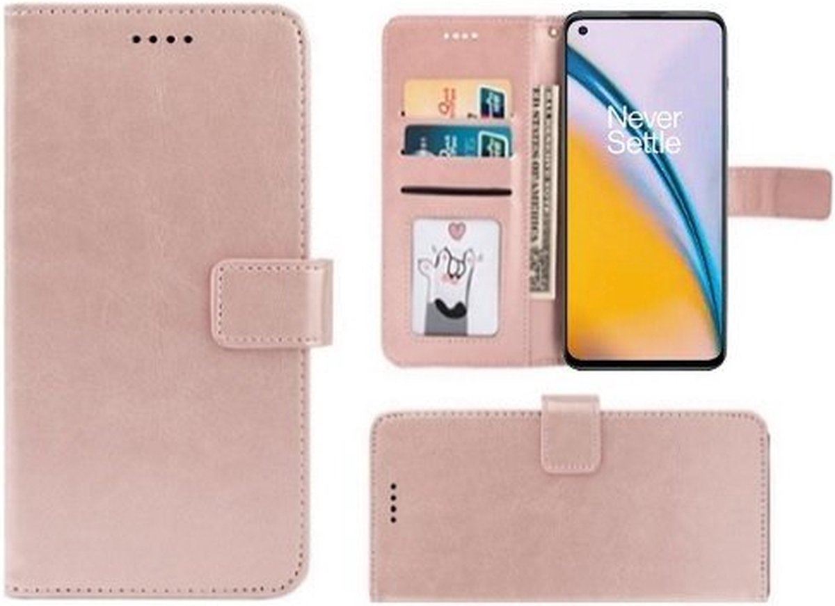 OnePlus Nord 2 Hoesje Met Pasjeshouder Bookcase Rose Goud