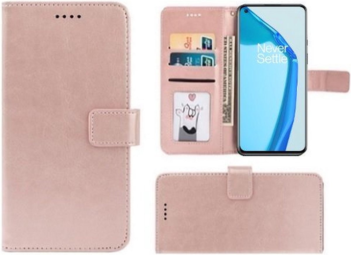 OnePlus 9 Hoesje Met Pasjeshouder Bookcase Rose Goud