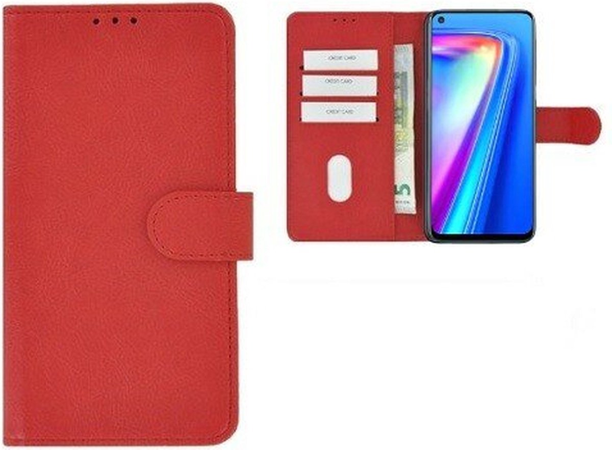 Realme 7 Hoesje Met Pasjeshouder Bookcase Rood