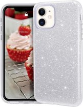 iPhone 12 Mini Siliconen Glitter Hoesje Zilver