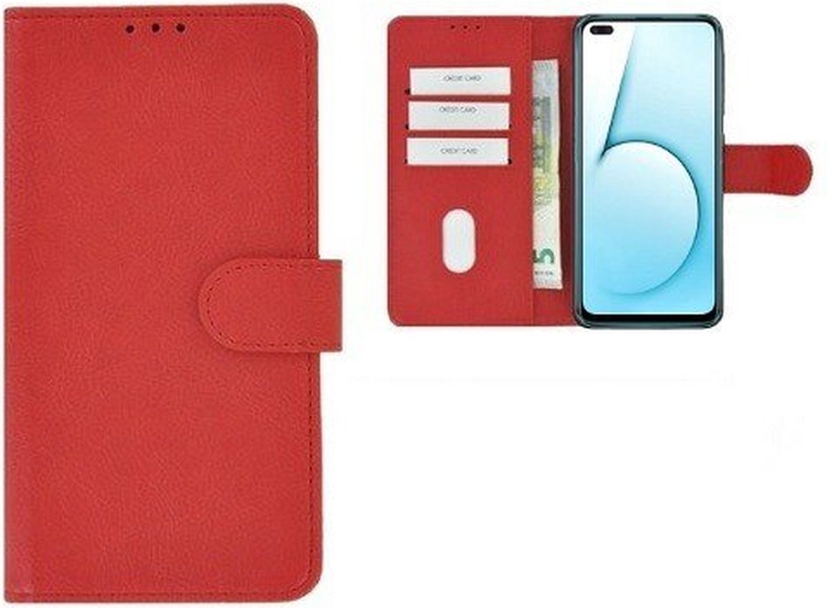 Realme X50 5G Hoesje Met Pasjeshouder Bookcase Rood