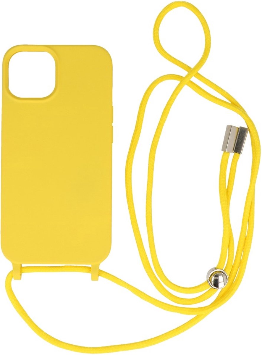 Hoesje met Koord 2.5mm Dikke Back Cover Kleur Geel geschikt voor Iphone 14 Plus