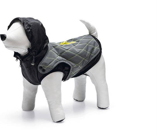 Beeztees Safety Gear Allia – Hondenjas – Reflecterend – Grijs – 56 cm - met capuchon 2 in 1 jas