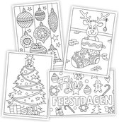 8 Kerst inkleurkaarten - DIY - Kerstkaarten kind om zelf in te kleuren - Kerstkaarten met kraft enveloppen - Kerstkaarten maken