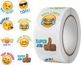 beloningsstickers - emoticon sticker - 500 stickers op rol - stickers voor kinderen - stickerrol