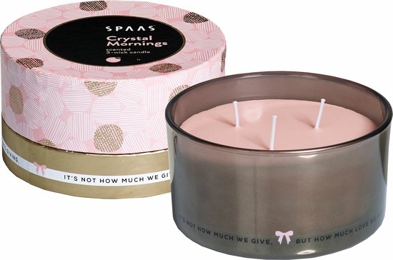 SPAAS - Coffret cadeau Bougie parfumée 3-Wiek dans coffret cadeau, ± 28 heures - Crystal Mornings - Value Pack 2 x Bougie parfumée