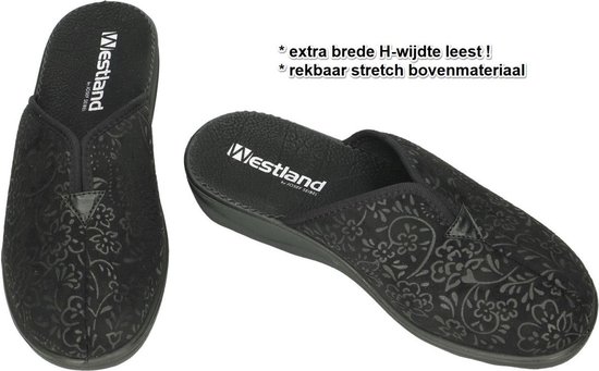 Westland -Dames - zwart - pantoffels - maat 42