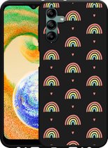 Hoesje zwart Geschikt voor Samsung Galaxy A04s Regenboog Patroon