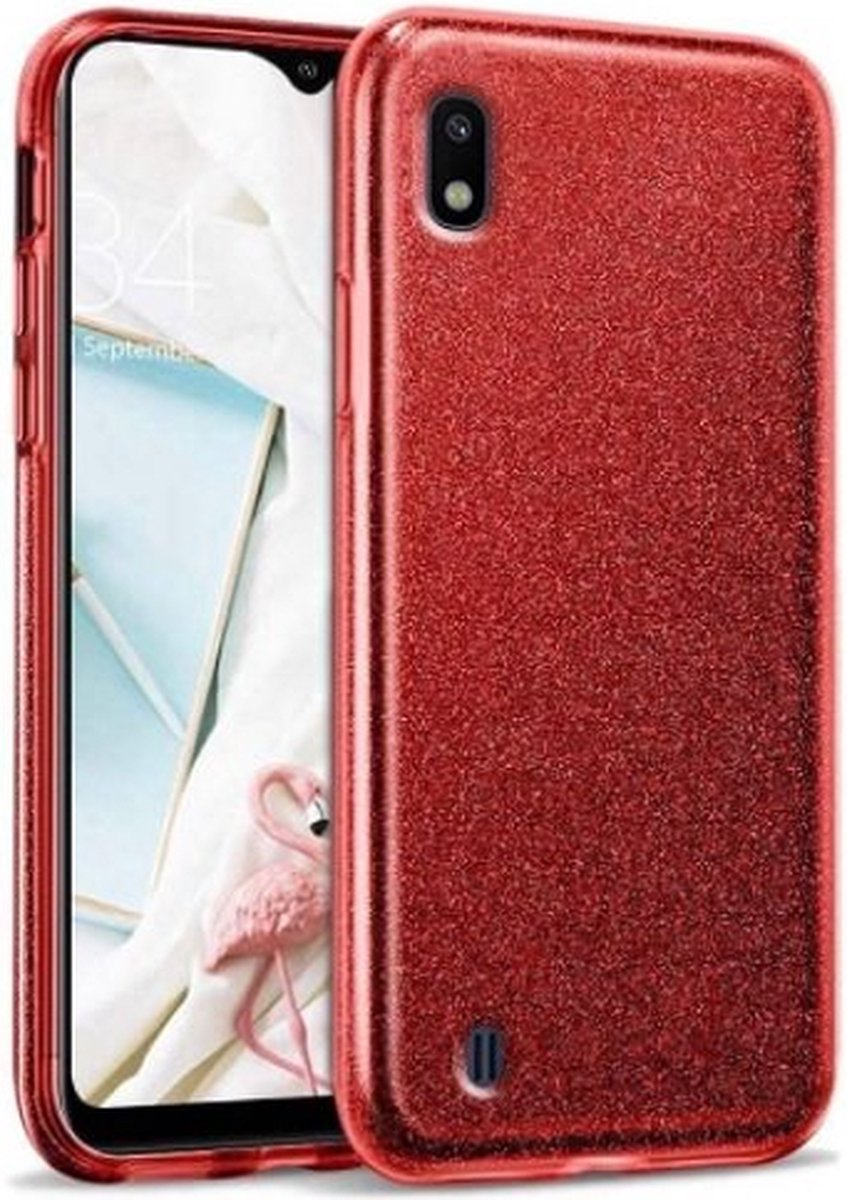 Samsung A10 Siliconen Glitter Hoesje Rood